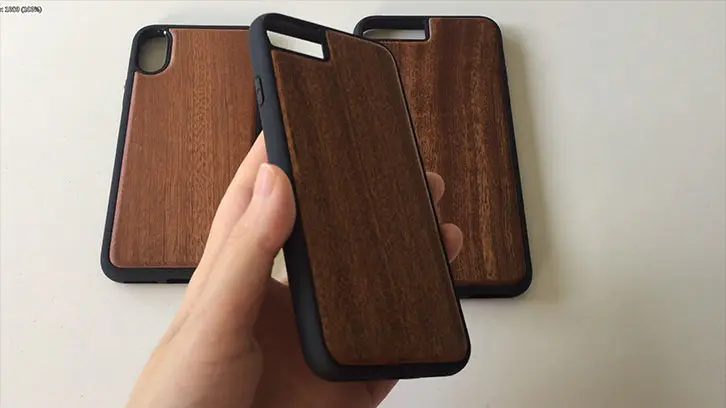 Phone case product display - wooden phone cover