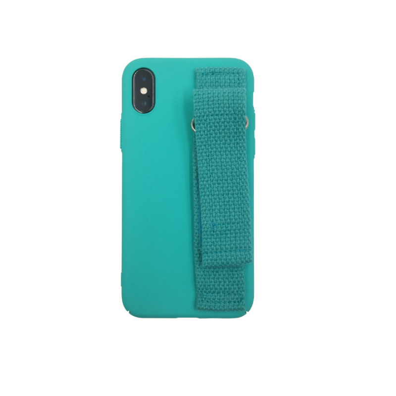 Hard PC rubber coated phone case with hand strap