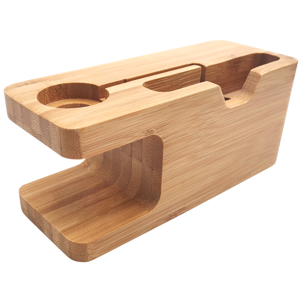 TENCHEN 2 in 1 bamboo holder for apple watch&cell phone