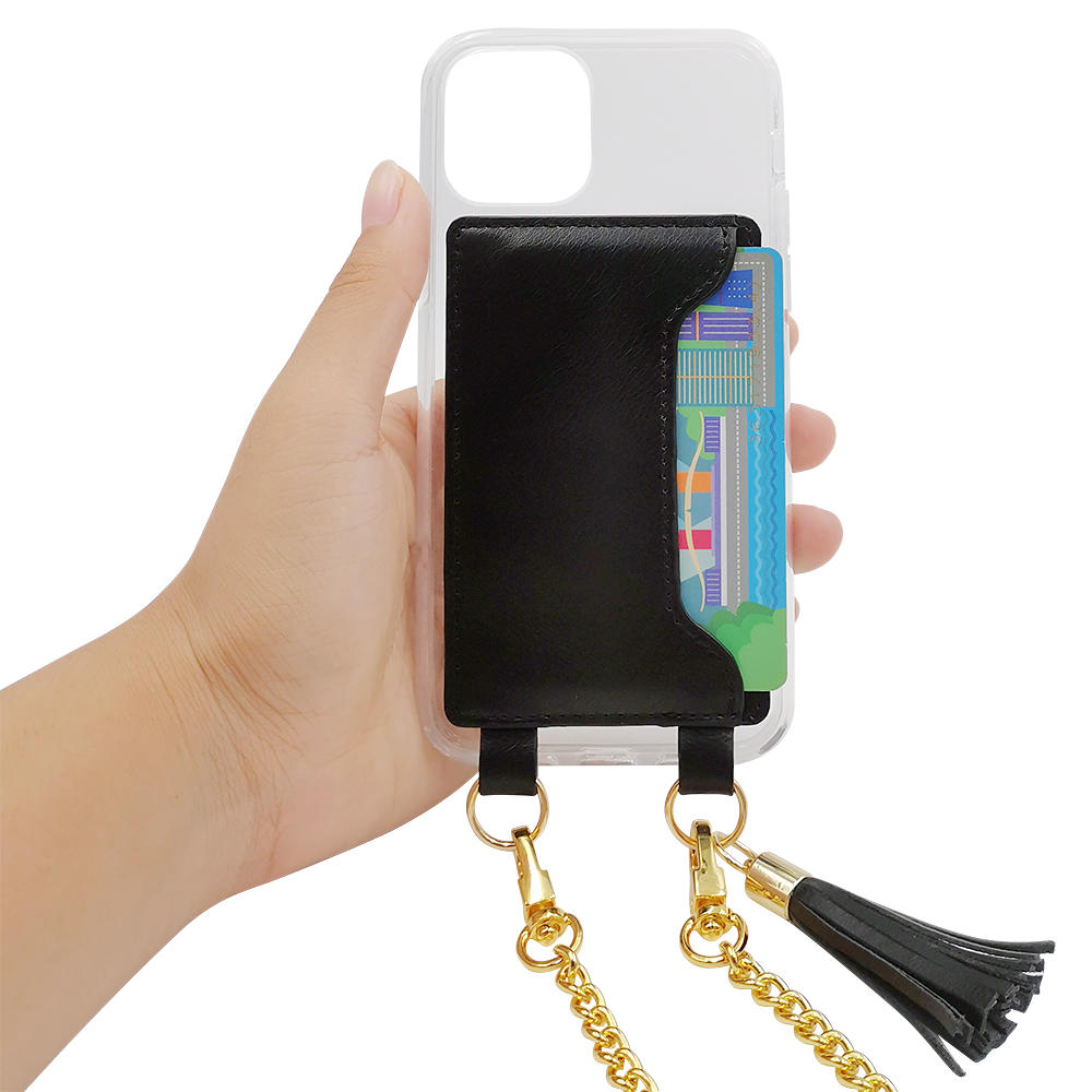 Oem clear tpu pc crossbody phone case with leather card holder For Sale-TenChen Tech