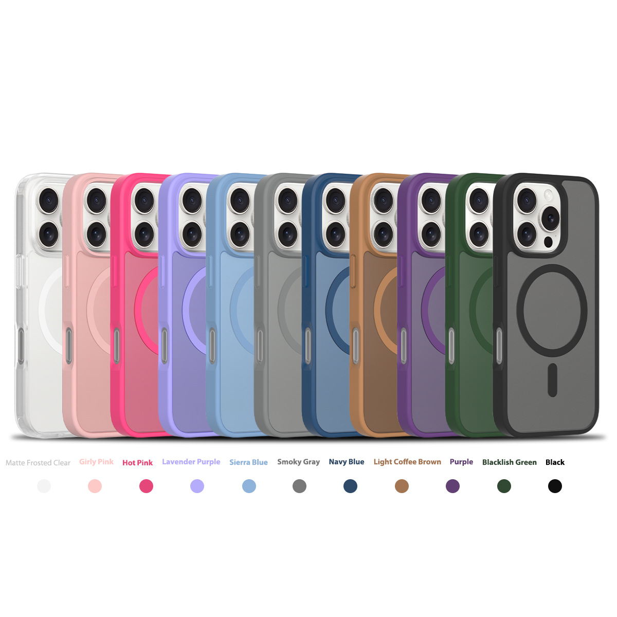 video-Cross-Border Compatible 20 Thick Magnetic Phone Case Semi-Transparent Matte Mobile Phone Case-