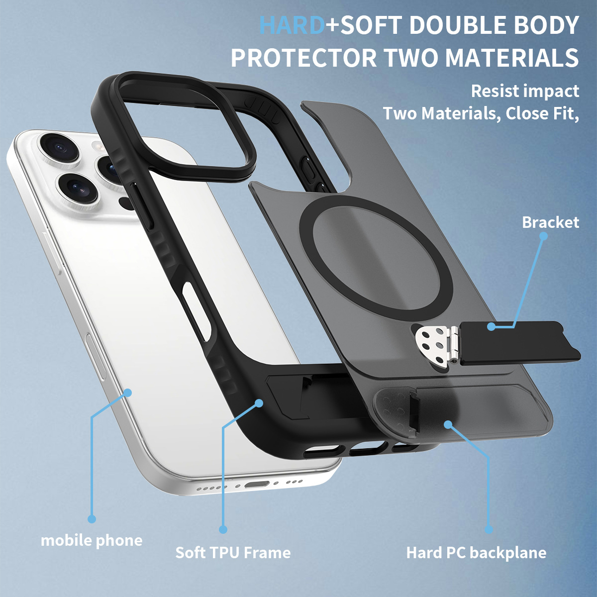 product-China Professional iPhone 16E Anti-fall Matte Foldable Stand Phone case | Tenchen Factory-Te
