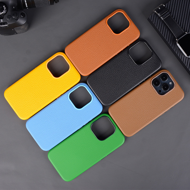 product-China Professional Magnetic Charging Leather Mobile Phone Case Bright Litchi Pattern Phone G