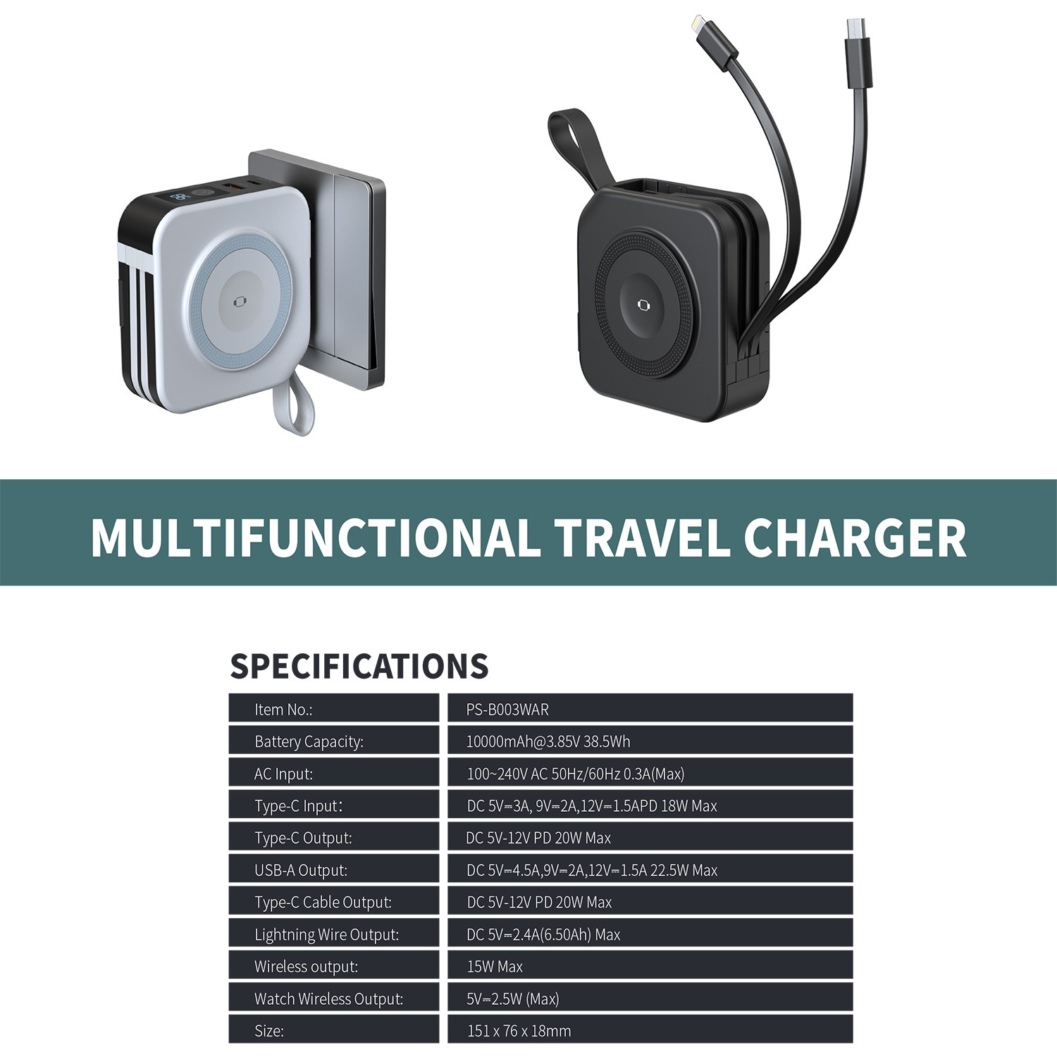 продукт-TenChen Tech-Custom Professional Travel Charger Power Bank Phone Charger Digital Magsafe Wir