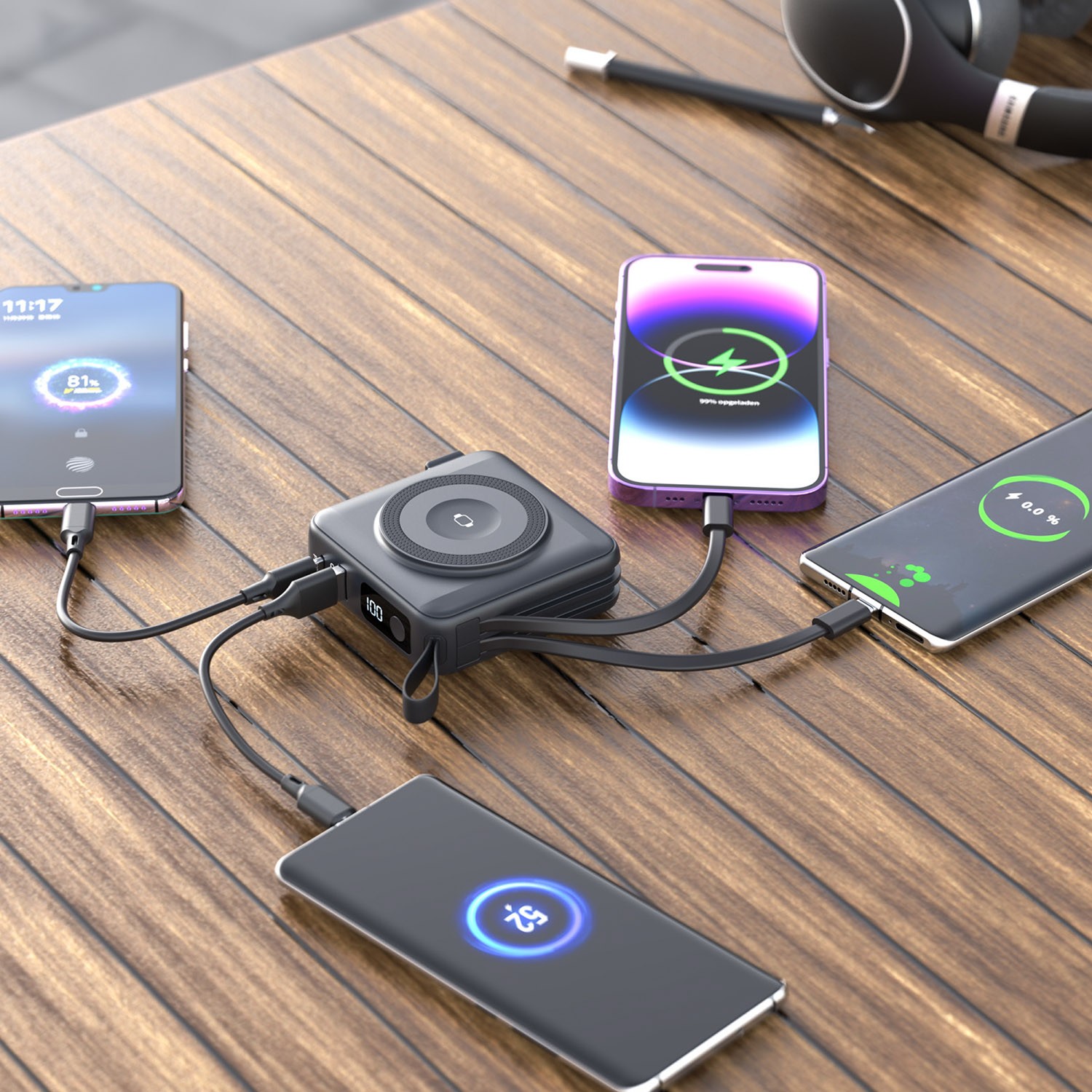 product-China new travel charger portable power bank magsafe multi functional support apple watch ai