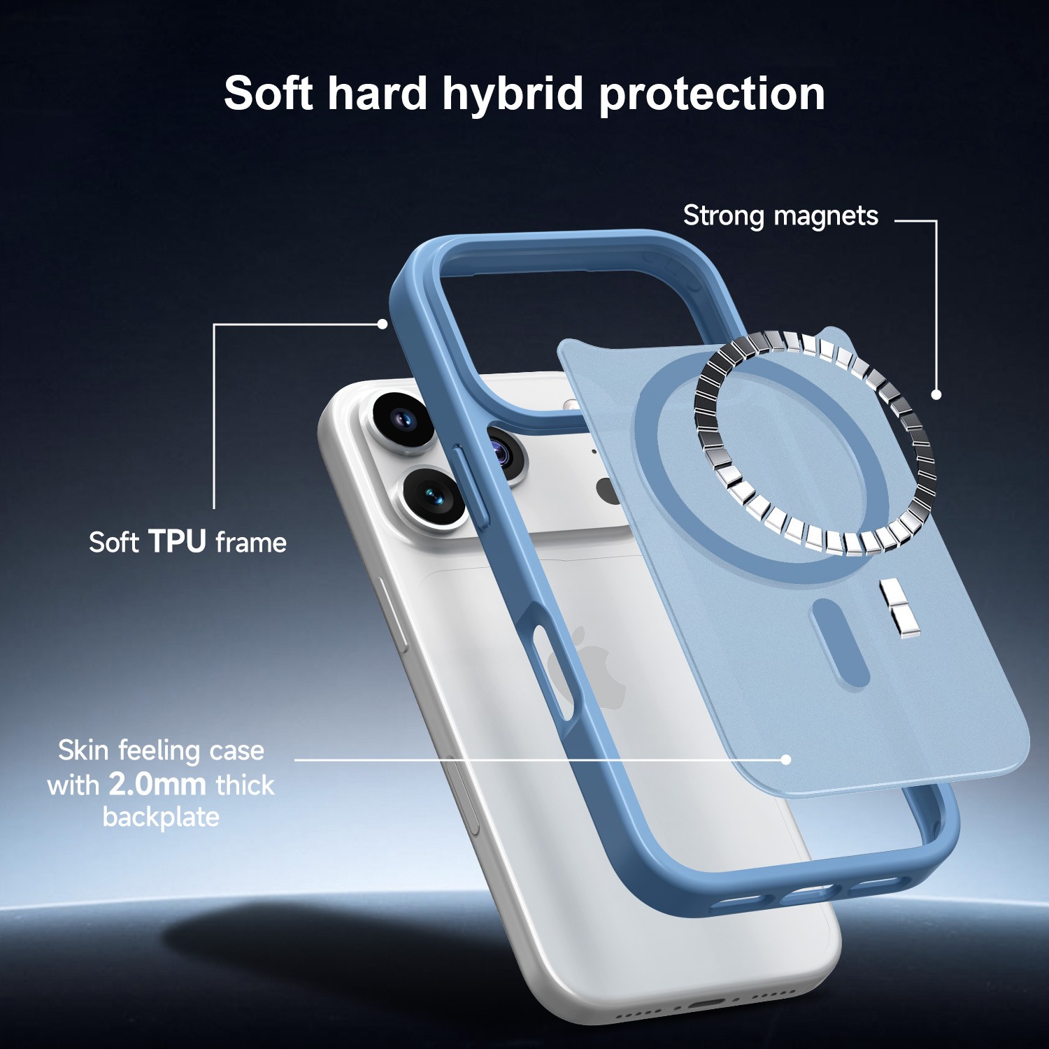 product-China Magnetic Frosted Translucent Protective Cases Slim Shockproof Cell Phone Cover Militar