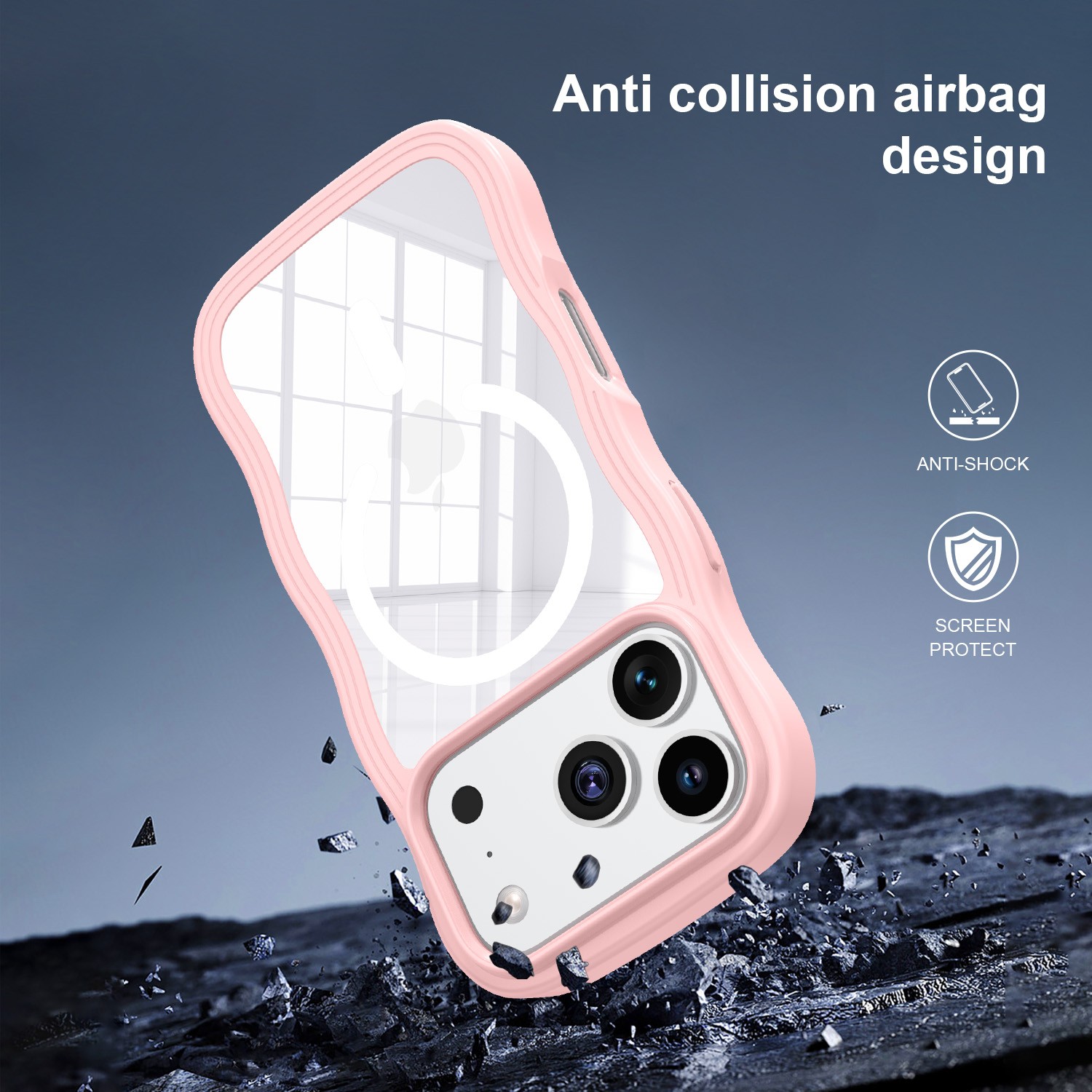 product-Customized Tenchen Best Wavy Edge Protective iphone 17 Pro Case Supplier Anti-Slip Grip Cute-1
