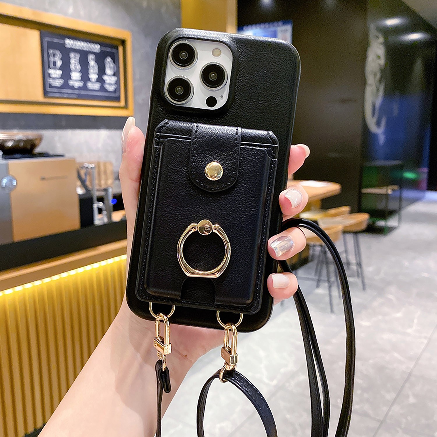 product-China tenchen oem odm leather case with card holder with strap lanyard supplier in shenzhen 