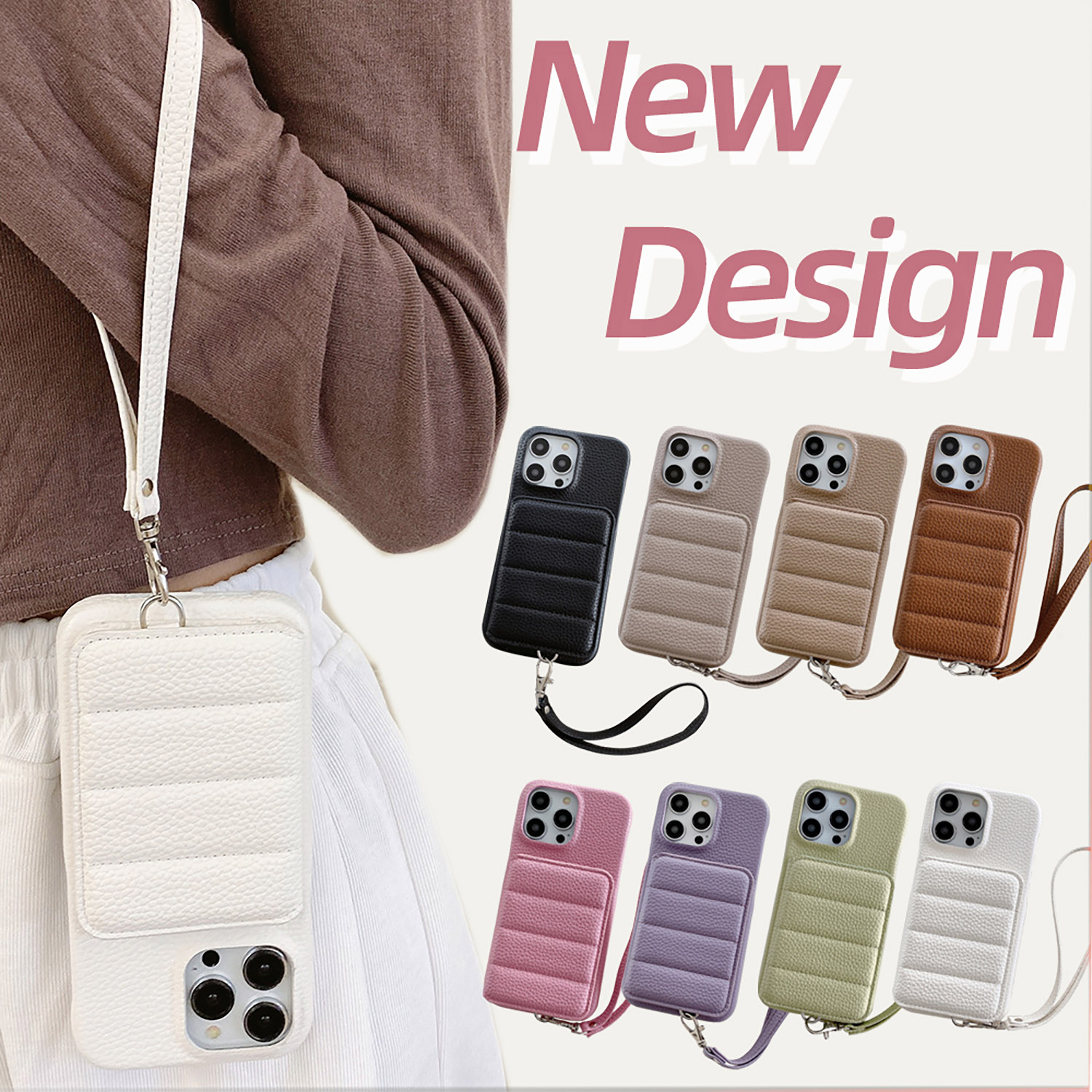 product-China Tenchen Crossbody PU Leather Wallet Phone Case Supplier with Card Holder and Wrist Str-1