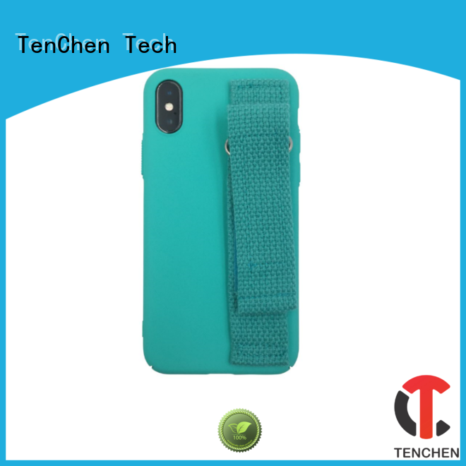 Hard PC rubber coated phone case with hand strap
