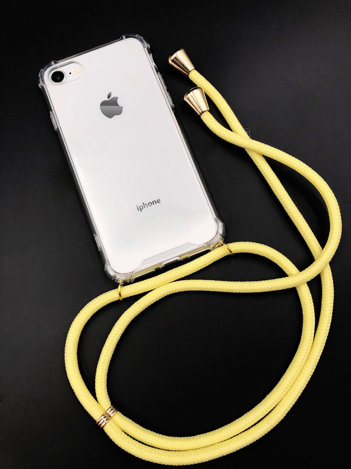 Transparent TPU PC case with strap/lanyard for iPhone-7