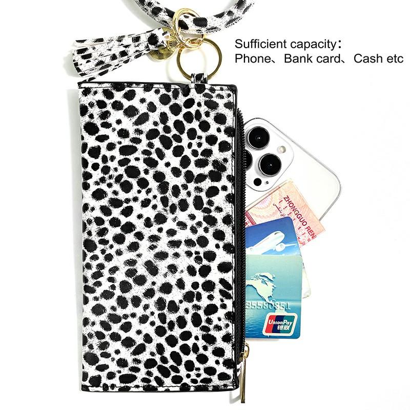 Top Quality  Card Holder phone bag Hot Selling Customized Logo Leopard Bracelet Wristlet Wallet Key Chain Pocket Card Holder Fringed Wrist Bangle ID with Tassel Multi Colors Accessories Factory