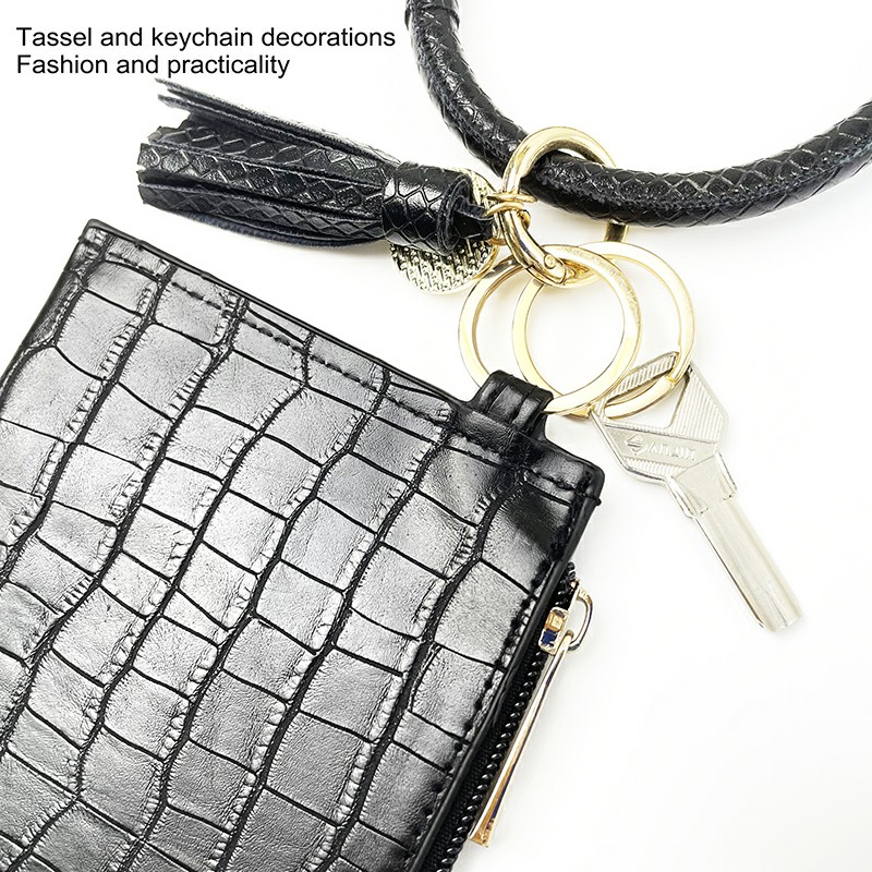 product-TENCHEN Hot Selling Customized Logo Leopard Bracelet Wristlet Wallet Key Chain Pocket Card H