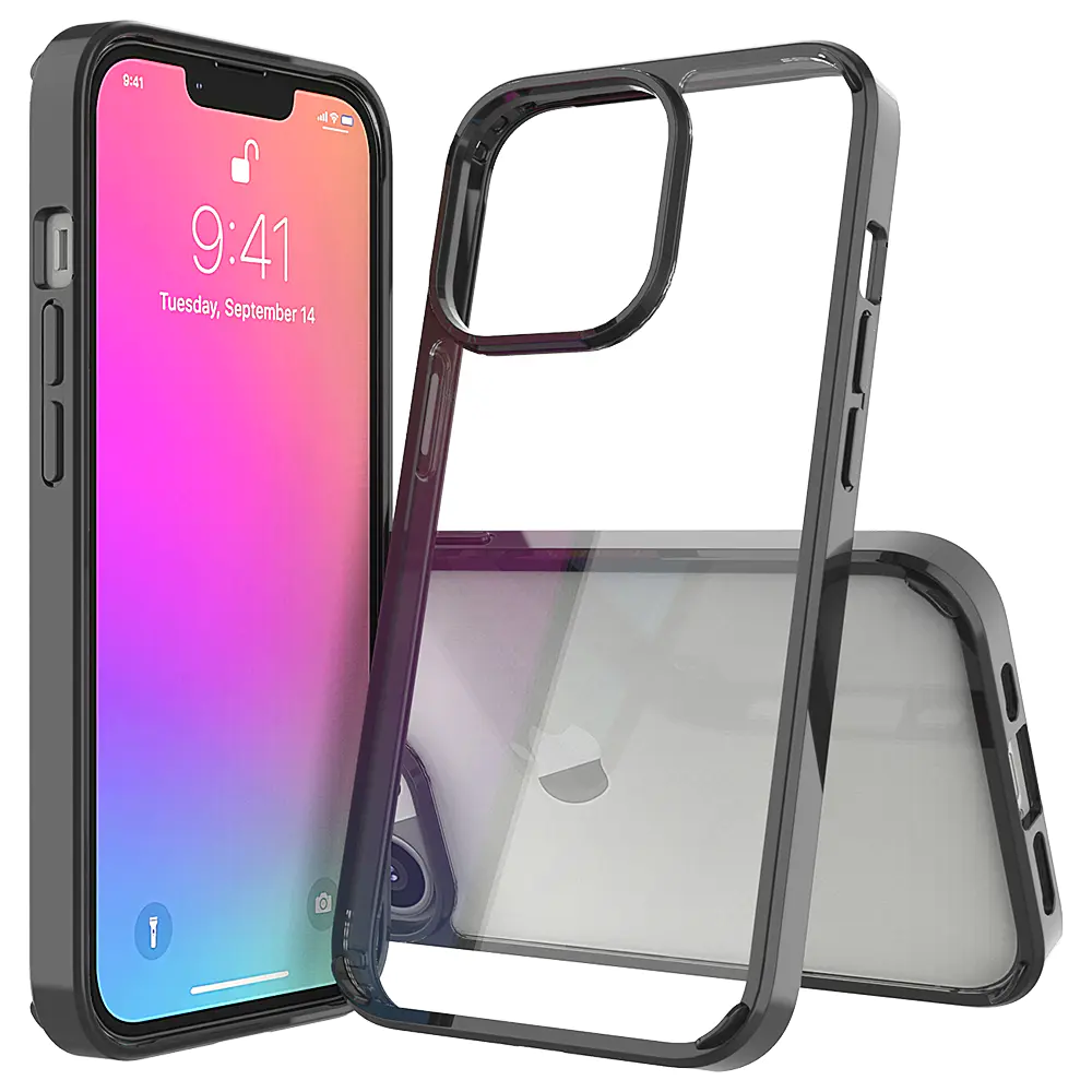 iPhone 13 Case Clear Hard PC Back Soft TPU Bumper Edge Cover SlimThin Shockproof Drop Protection Reinforced Corners Full Body Protective Phone Case
