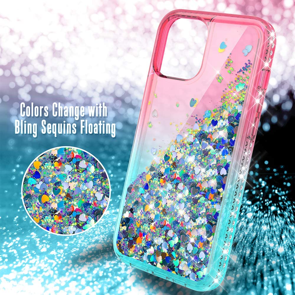 product-Customize Liquid Glitter Phone Case Waterfall Clear Protective Case Bling Sparkle Fashion Di
