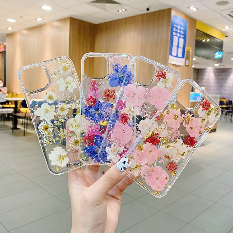 product-TenChen Tech-Iphone 14 Series Case Transparent Clear Epoxy Resin Pressed Real Dried Flower P