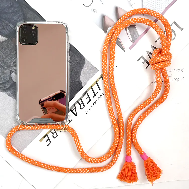 Crossbody IPhone 11 12 13 14 Case Custom Tpu Pc Mirror Lanyard Strap Necklace Mobile Phone Cover | TenChen Tech