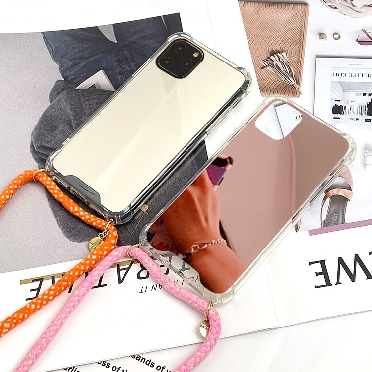 product-Crossbody IPhone 11 12 13 14 Case Custom Tpu Pc Mirror Lanyard Strap Necklace Mobile Phone C