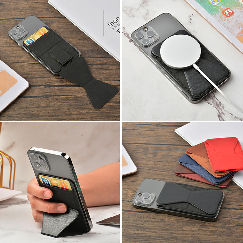 Magnet Phone Stand Leather Card Sleeve Folding Lazy Phone Holder Support Wireless Charging Phone Kickstand Ultra Thin Mobile Phone Bracket | TenChen Tech