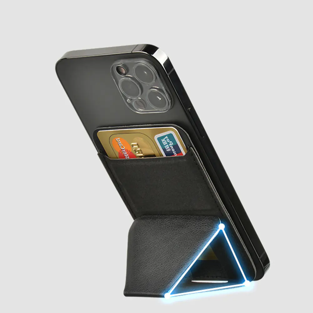 Magnet Phone Stand Leather Card Sleeve Folding Lazy Phone Holder Support Wireless Charging Phone Kickstand Ultra Thin Mobile Phone Bracket | TenChen Tech