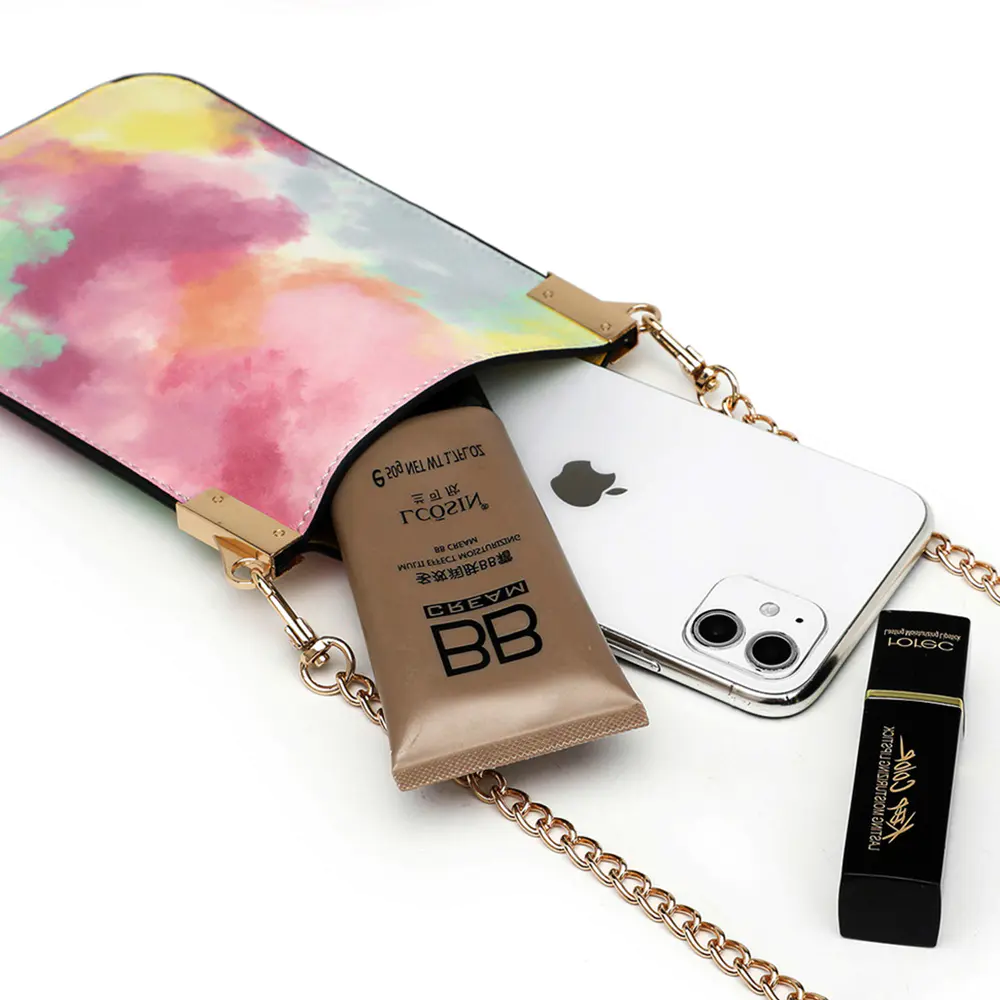 Crossbody Phone Bag Custom Tie Dye Cell Phone Bag Metal Chain Strap Lanyard Wallet Purse Phone Pouch | TenChen Tech