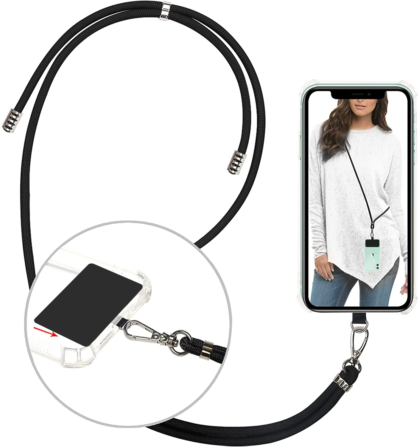 video-Universal Cell Phone Lanyards Adjustable Detachable Neck Crossbody Lanyard Phone Case | TenChe