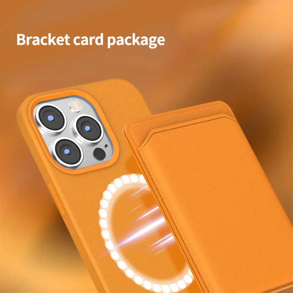 IPhone Magnetic Card Holder Foldable Phone Stand Leather Magsafe Magnet Wallet Holder Phone Kickstand | TenChen Tech