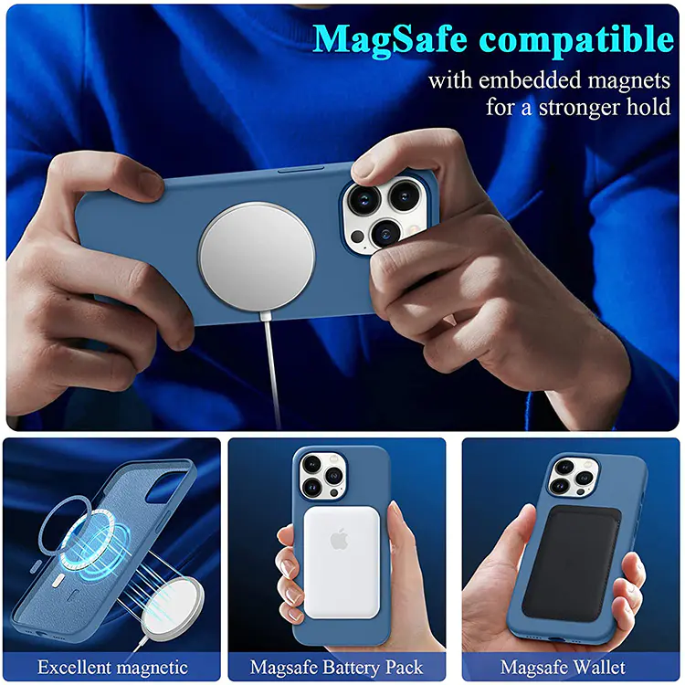 IPhone 14 Magsafe Silicone Case Custom Liquid Silicone Magnetic Phone Cover Case | TenChen Tech