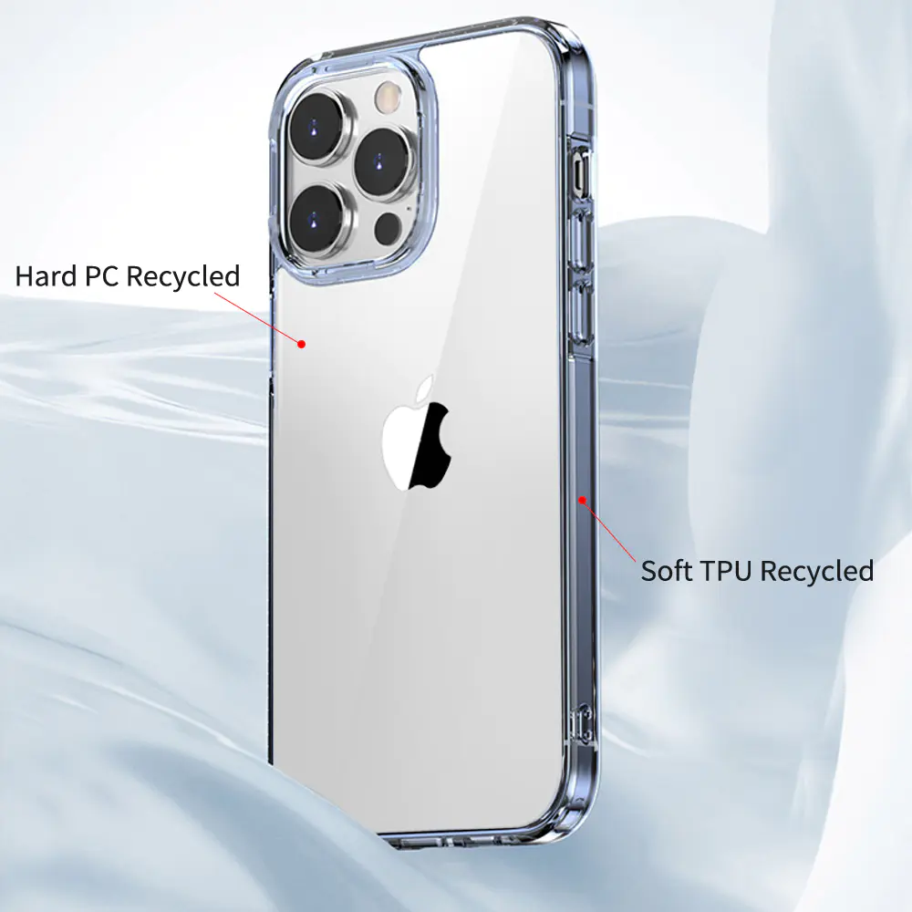 Recycled Plastic Phone Case iPhone 14 Clear Eco Friendly Case Custom Acrylic TPU Cover Wholesale | TenChen Tech
