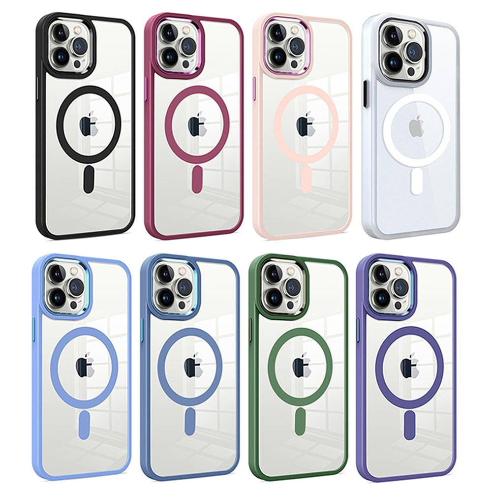 Magsafe Iphone 14 Case Wireless Charging Clear Magnetic Phone Case Shockproof Protective Metal Camera Frame Phone Cover | TenChen Tech