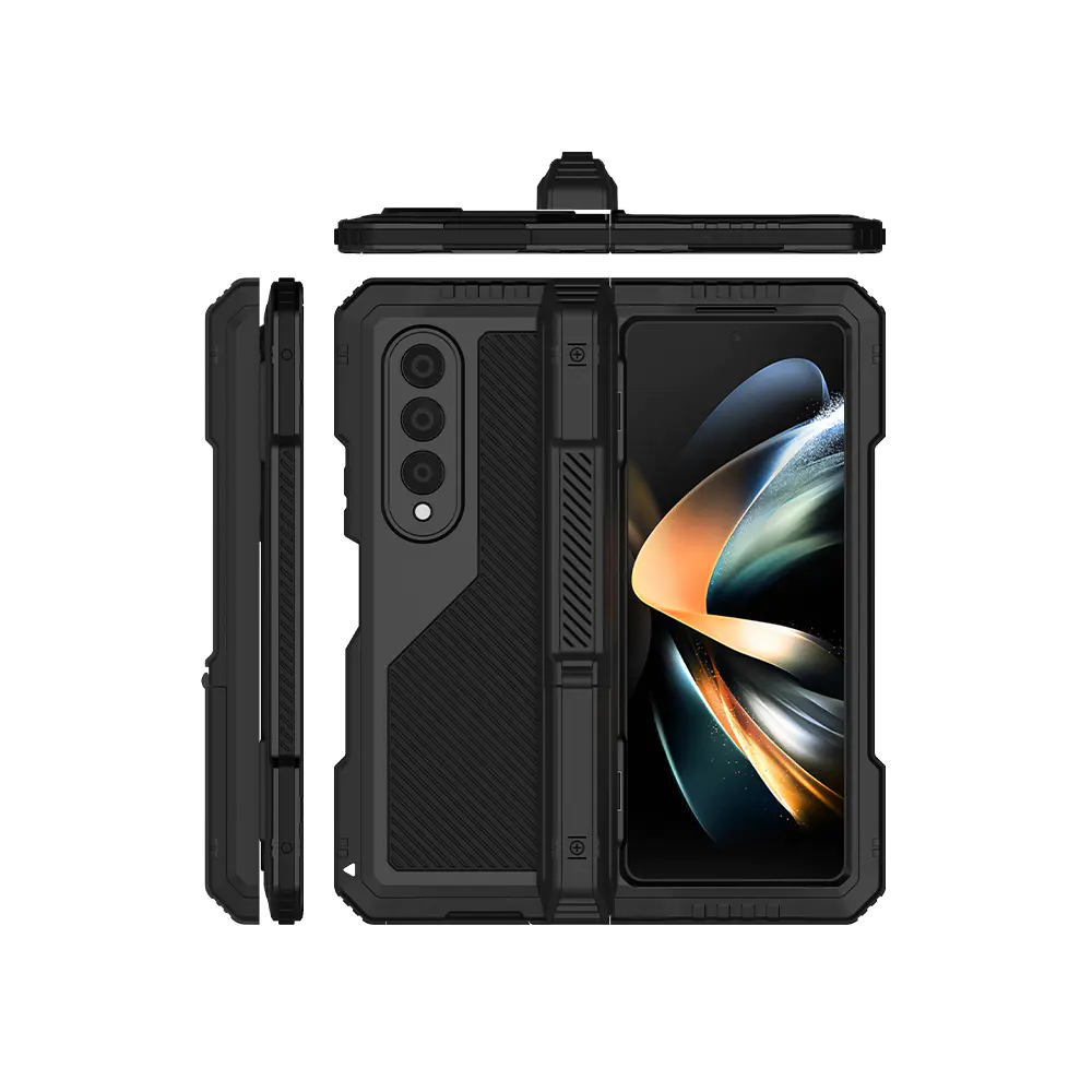 Samsung Galaxy z Fold 3 4 Z Flip 3 4 Metal Phone Case Heavy Duty Armor Shockproof Protective Waterproof Phone Case Cover With Kickstand | Tenchen Tech