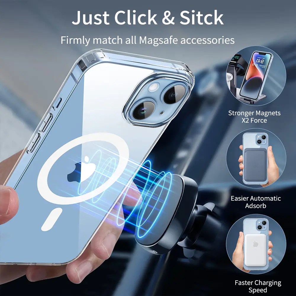 Magnetic iPhone 15 Pro Max Case Clear Magsafe Wireless Charging Phone Case | TenChen Tech