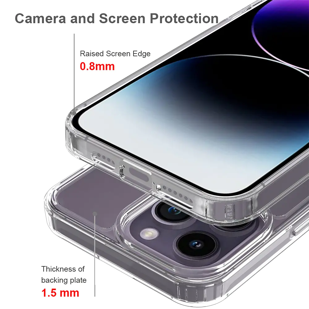 iPhone 15 Crystal Clear Case Shockproof Protective Transparent With Colored Edge Phone Case | TenChen Tech