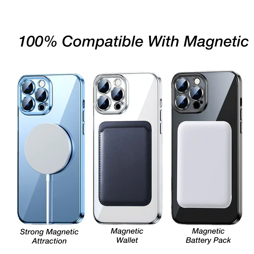 Electroplated Clear Magnetic IPhone 15 Pro Max Case Luxury Magsafe Phone Case With Camera Lens Protector | TenChen Tech