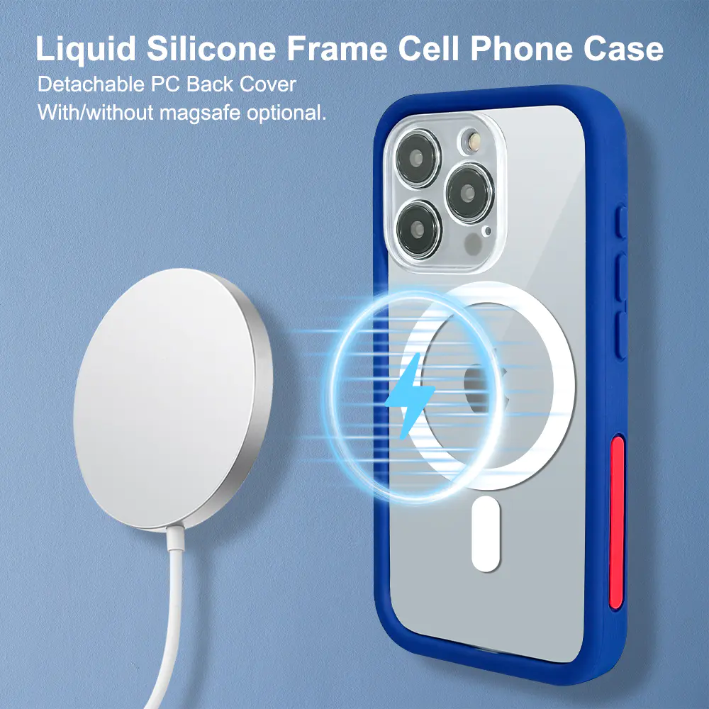 IPhone 15 Pro Liquid Silicone With Clear Hard Pc Phone Case Wholesale Custom Shockproof Protective Cell Phone Case | TenChen Tech