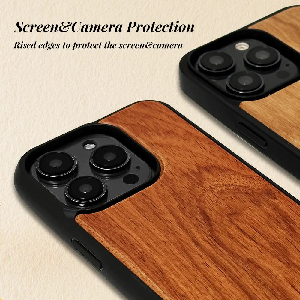 iPhone 15 Wood Phone Case Custom Unique Natural Real Wooden Cell Phone Case | TenChen Tech