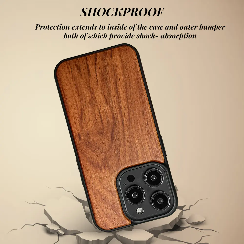 iPhone 15 Wood Phone Case Custom Unique Natural Real Wooden Cell Phone Case | TenChen Tech