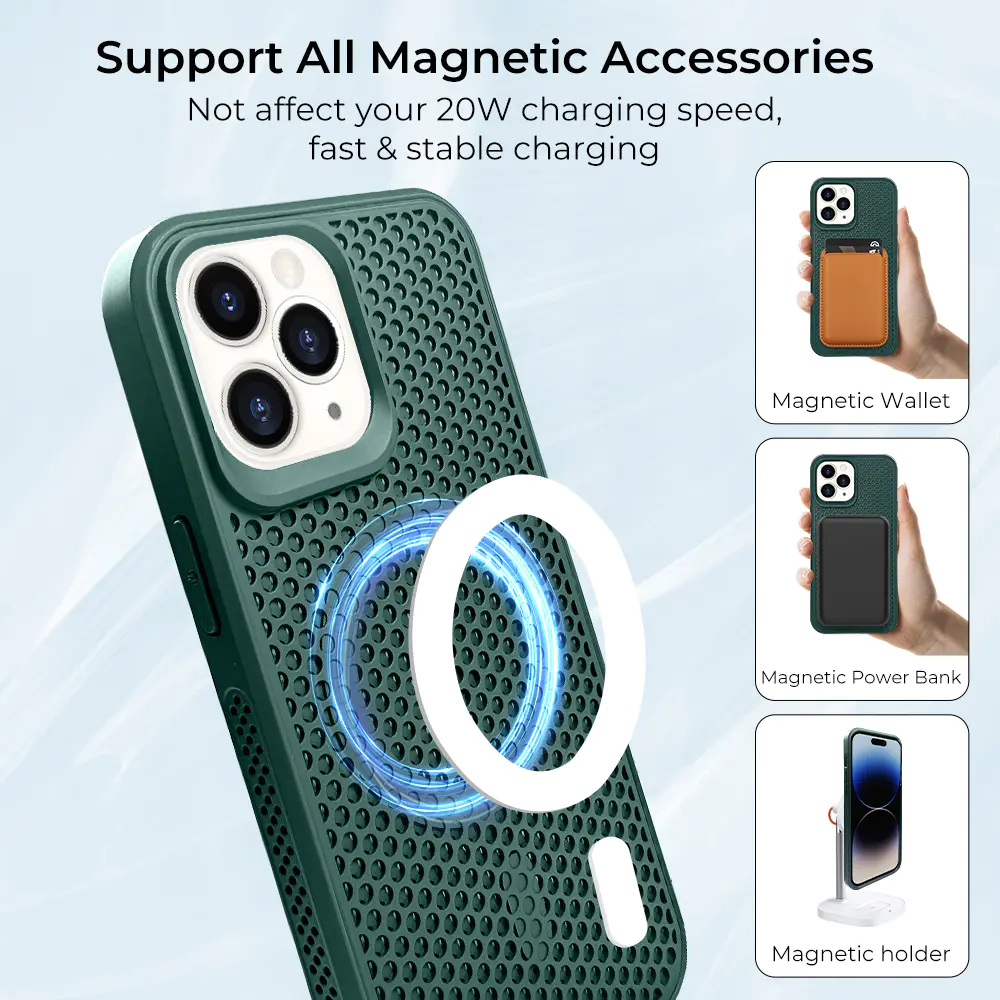 iPhone 15 Pro Heat Dissipation Phone Case Tpu Pc Cooling Magsafe Phone Shell Shockproof Protective Mobile Cover | TenChen Tech