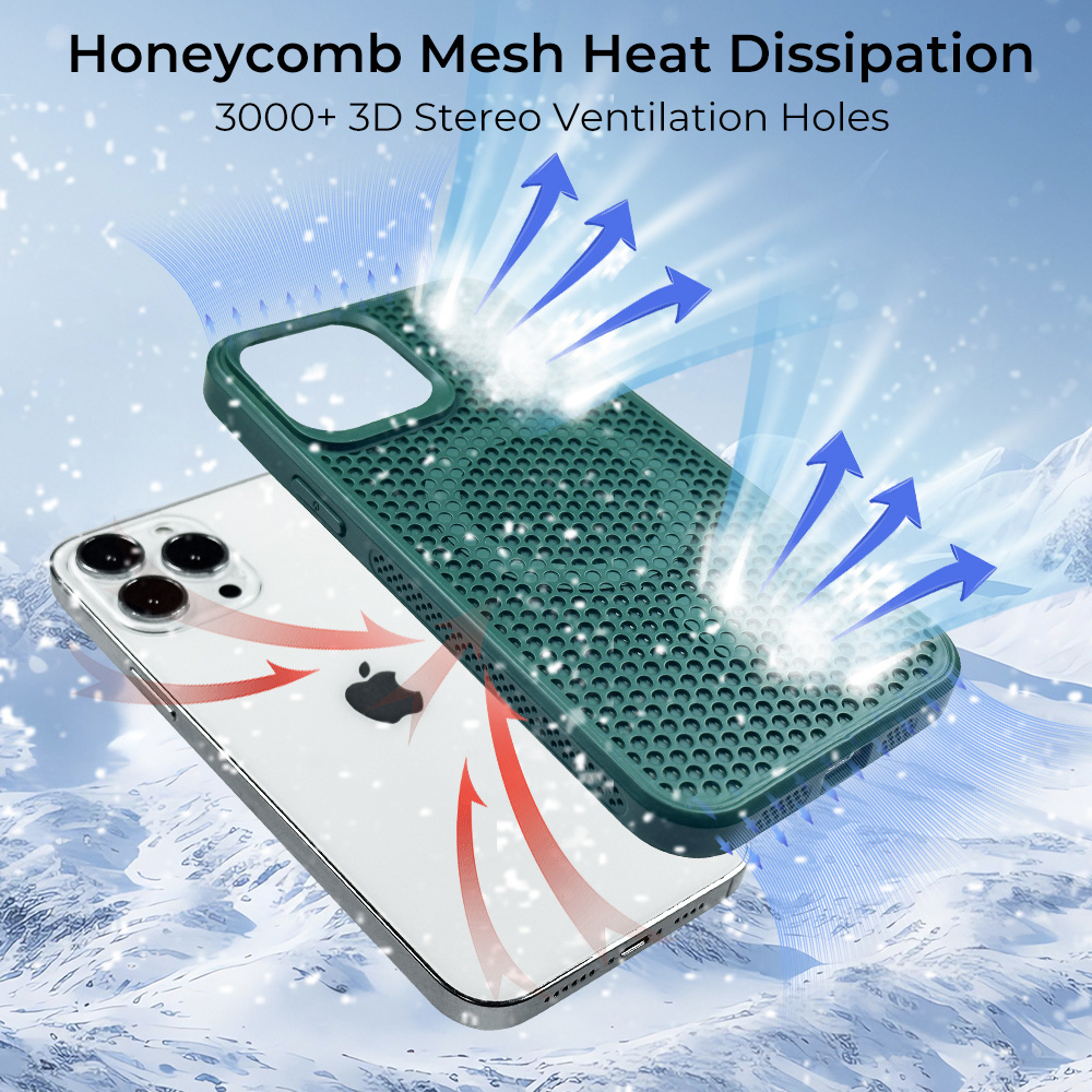 Heat Dissipation Magnetic Phone Cases IPhone 15 Plus Tpu Pc Hollow Breathable Cooling Phone Cover | TenChen Tech