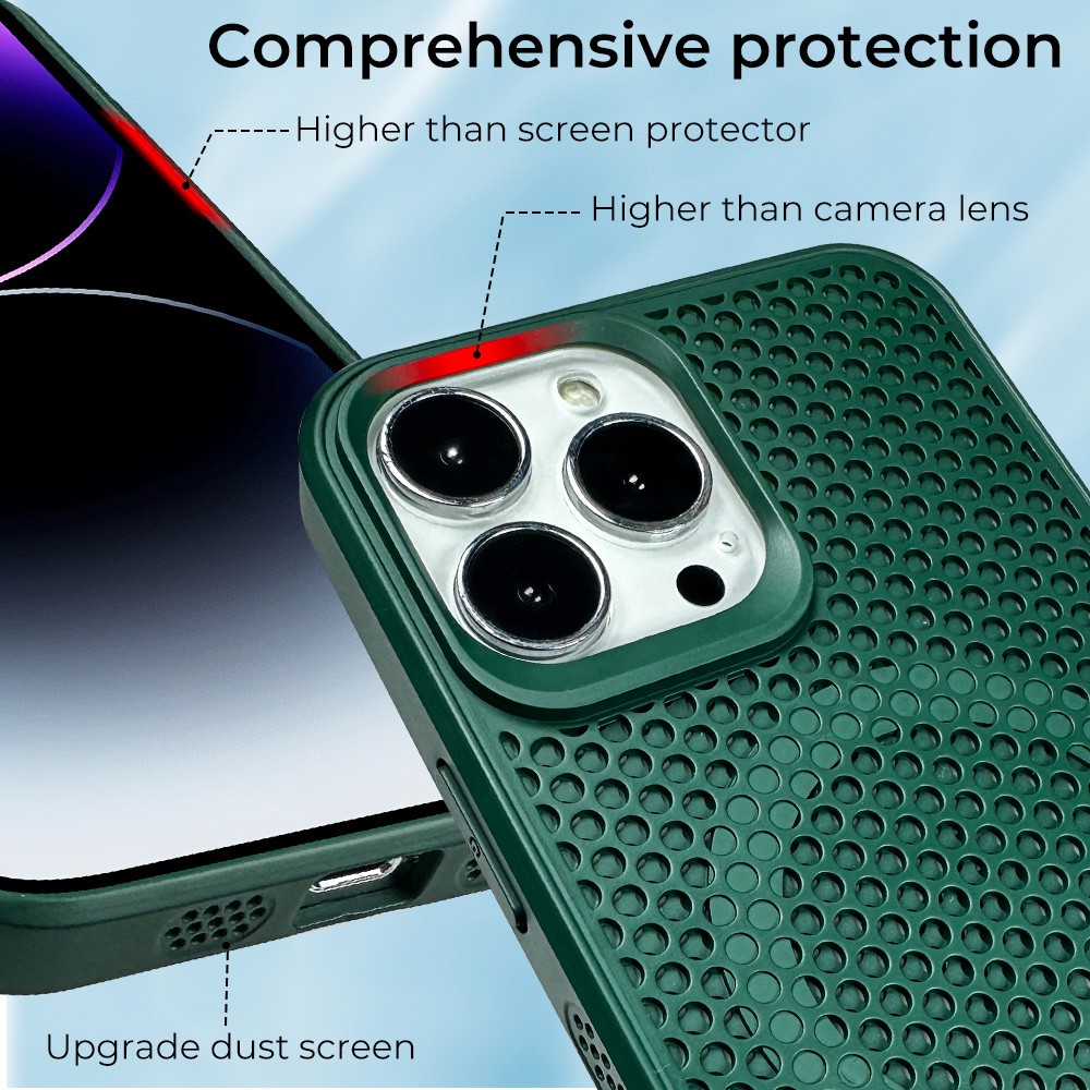 product-iPhone 15 Heat Dissipation Magsafe Cases Honeycomb Hole Cooling Breathable Mesh Magnetic Mob