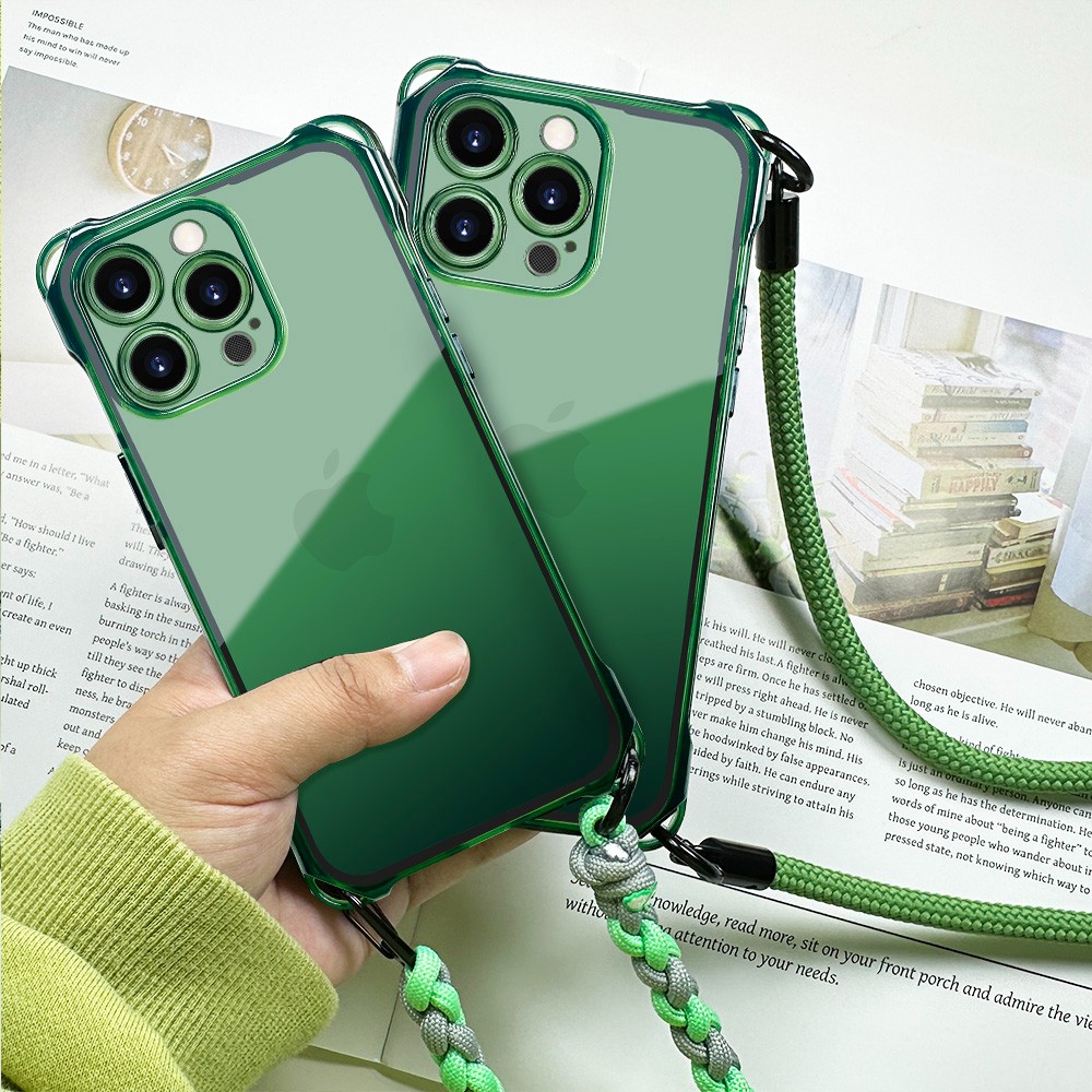 product-iPhone 15 Pro Protective TPU Lanyard Phone Cases Four Corner Shockproof Soft Phone Case With