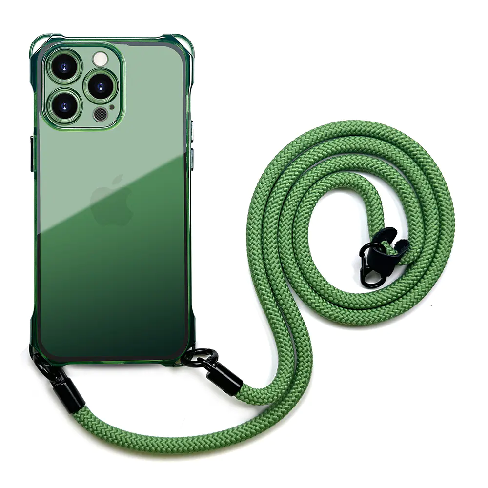 Clear Colorful Soft Slim TPU Crossbody iPhone 15 Plus Cases Detachable Neck Lanyard Strap Phone Cover | TenChen Tech