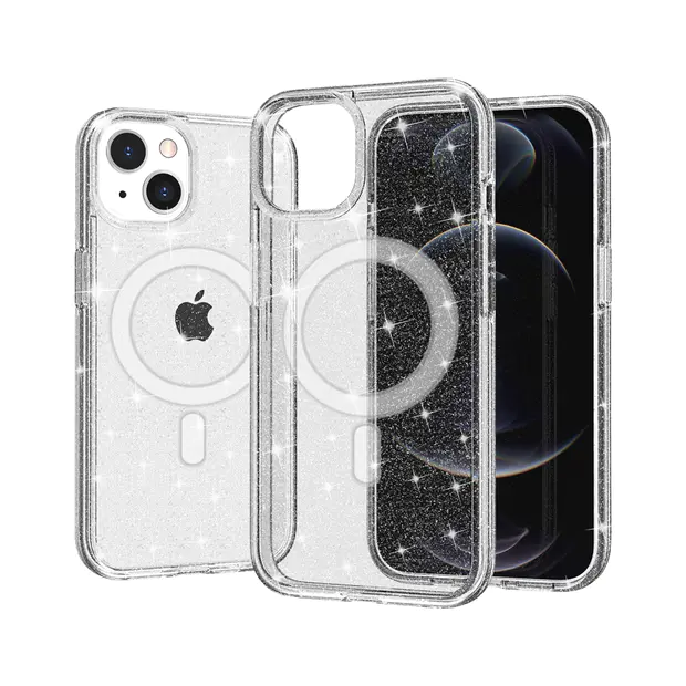 Clear Glitter Magnetic IPhone 15 Pro Max Case Magsafe Mobile Phone Case Shockproof Protective Cell Phone Case | TenChen Tech