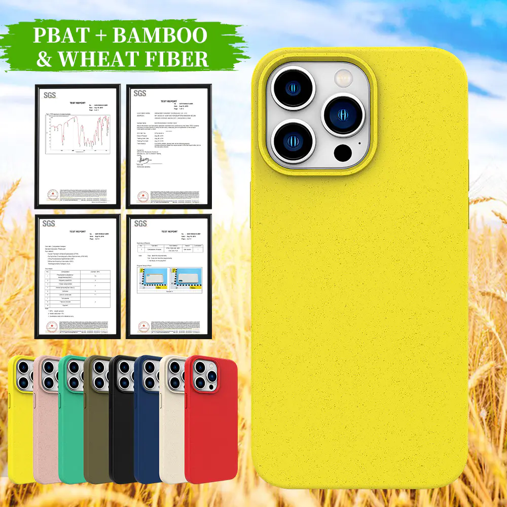 iPhone 15 Pro Max Eco Friendly Compostable Case Custom Plant Fiber Biodegradable Phone Case | TenChen Tech