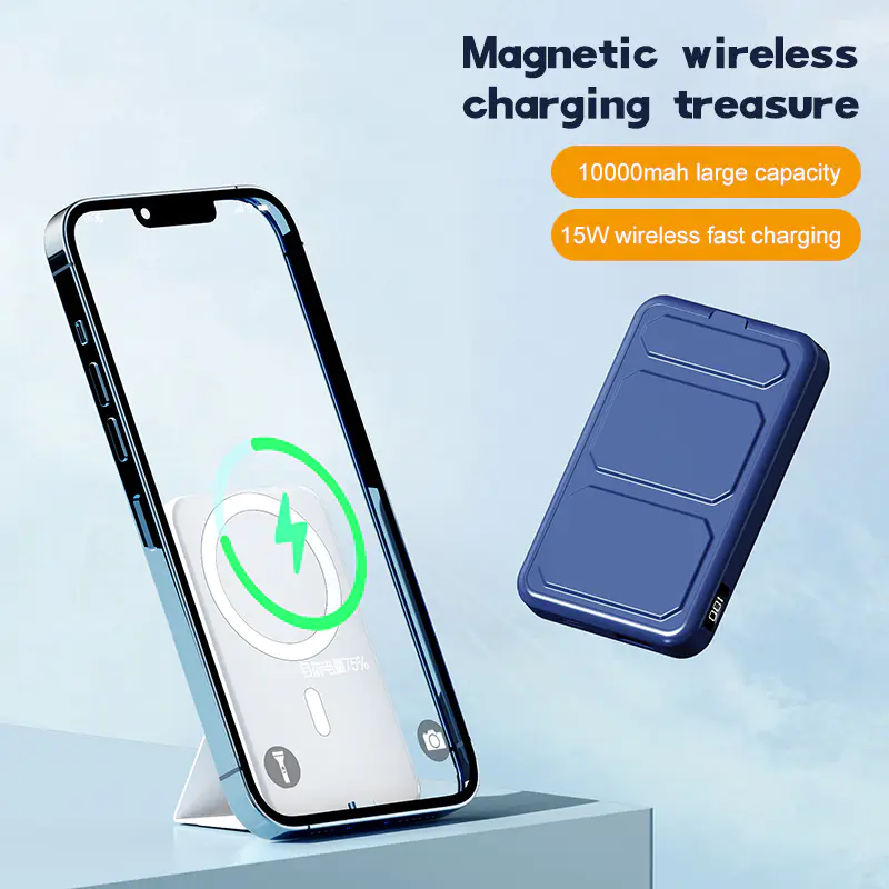 10000mAh Magnetic Wireless Power Bank with Foldable Leather Stand | TenChen Tech