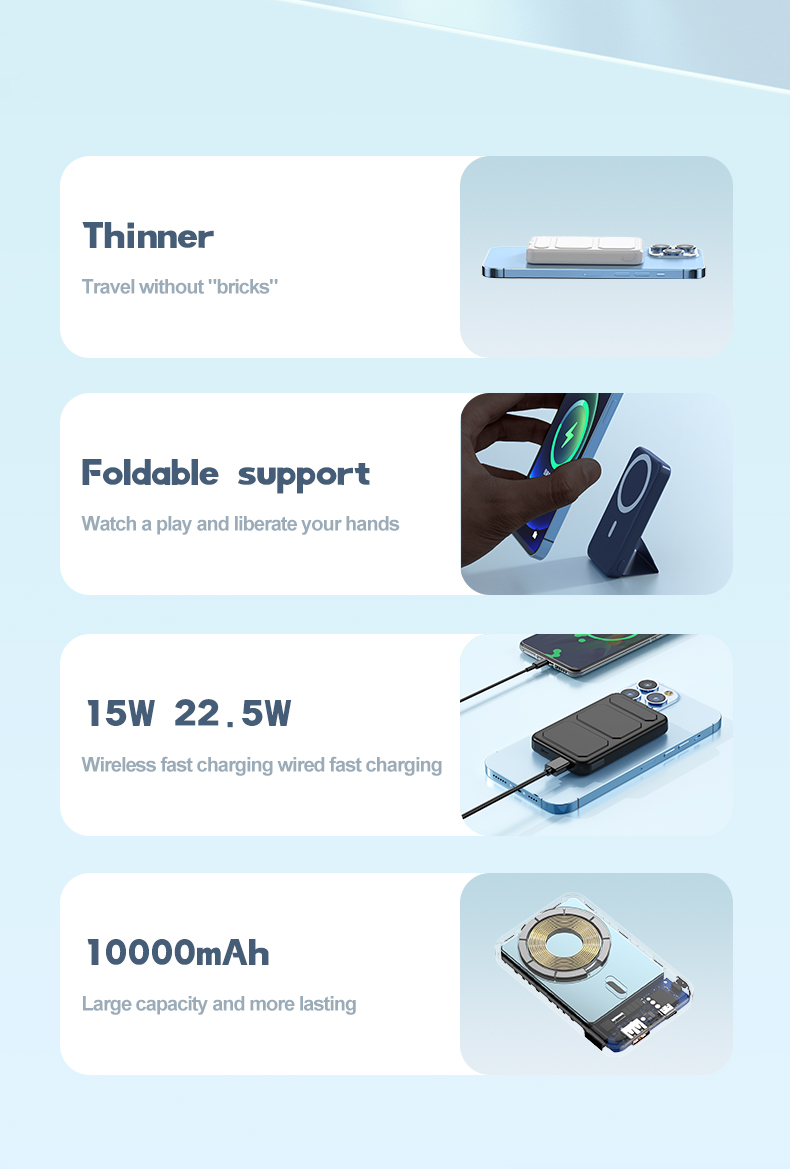 product-10000mAh Magnetic Wireless Power Bank with Foldable Leather Stand | TenChen Tech-TenChen Tec