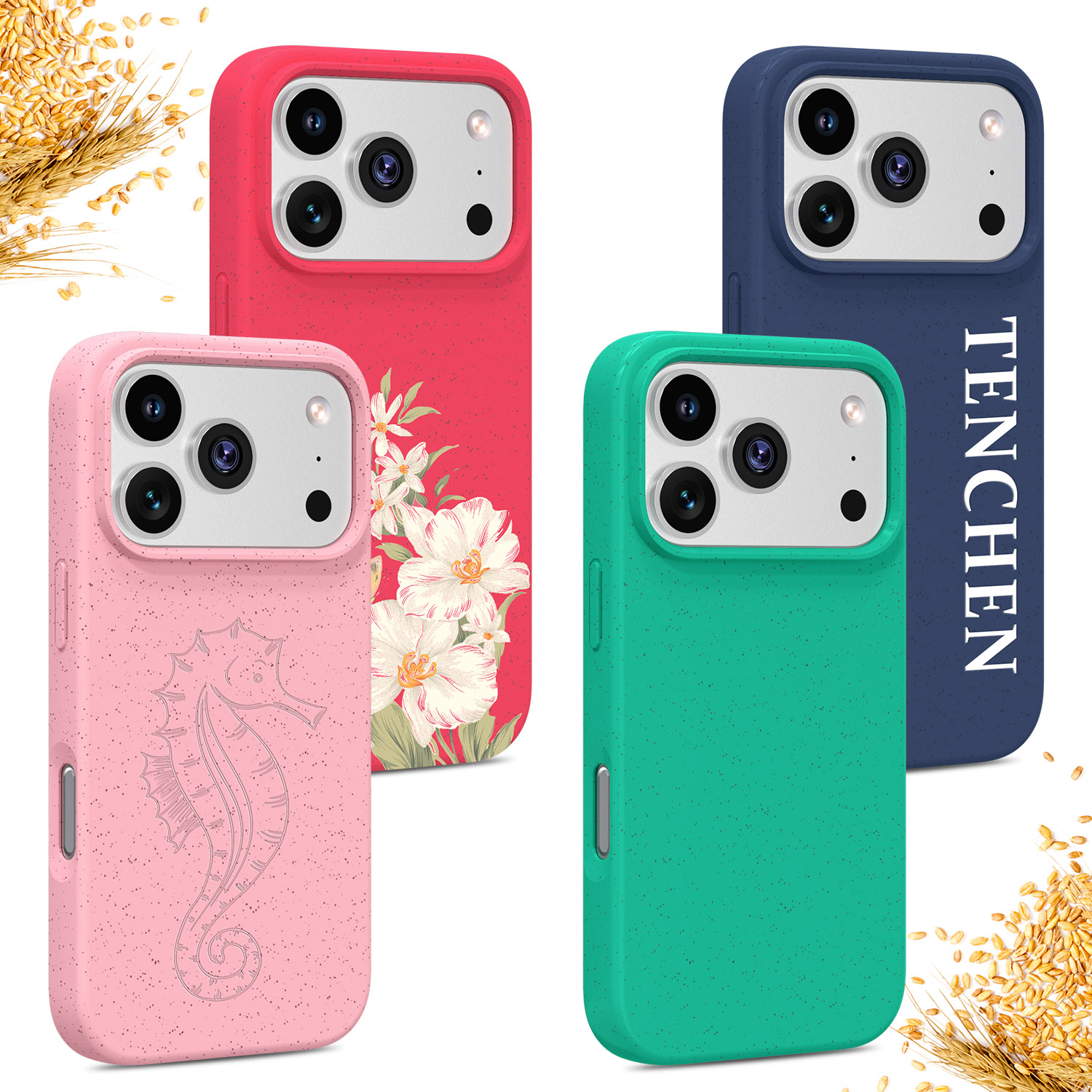 Custom Tenchen OEM/ODM biodegradable iphone 17 cases eco-friendly phone case cover customize logo pattern Factory From China