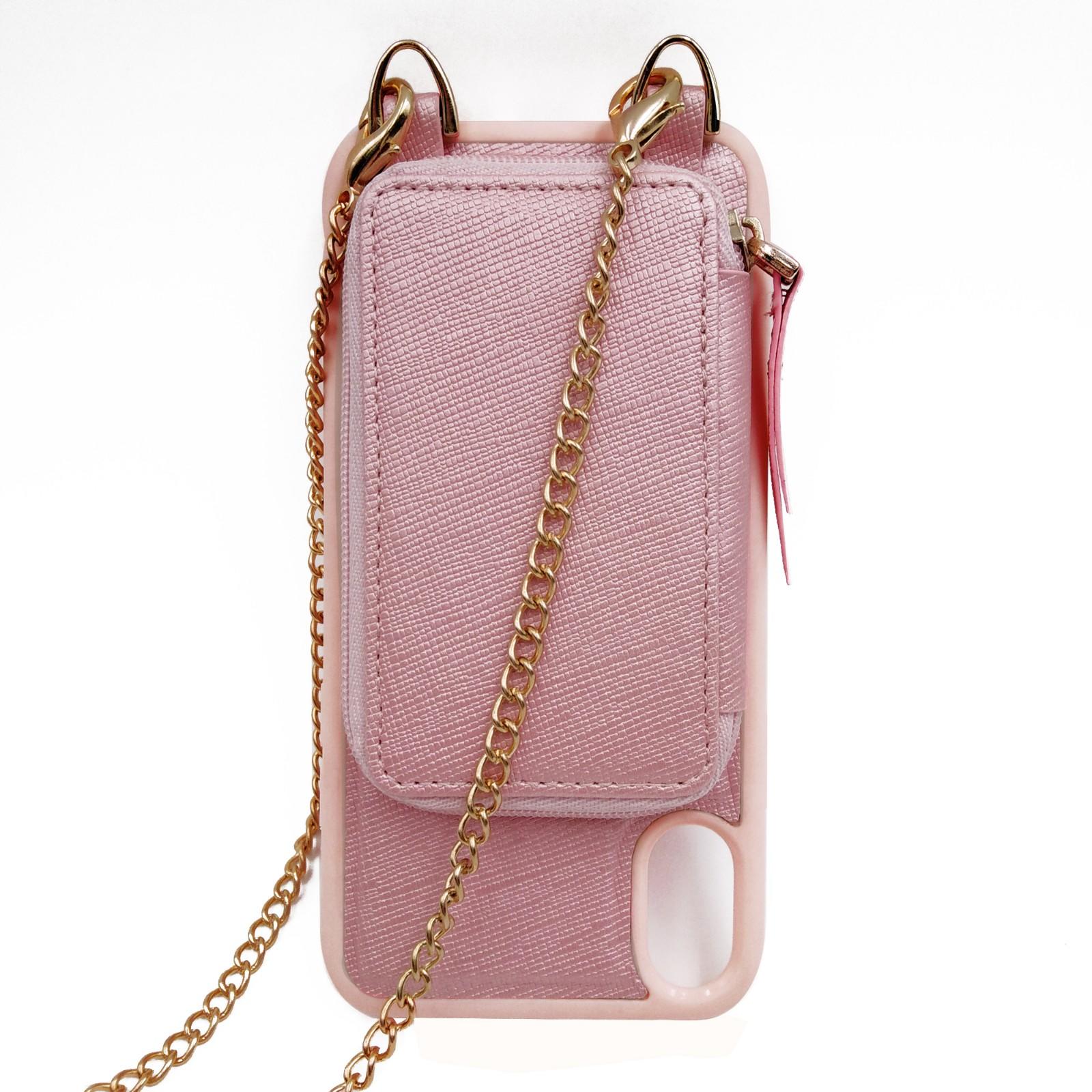High quality leather wallet crossbody iphone case with chain/strap-3